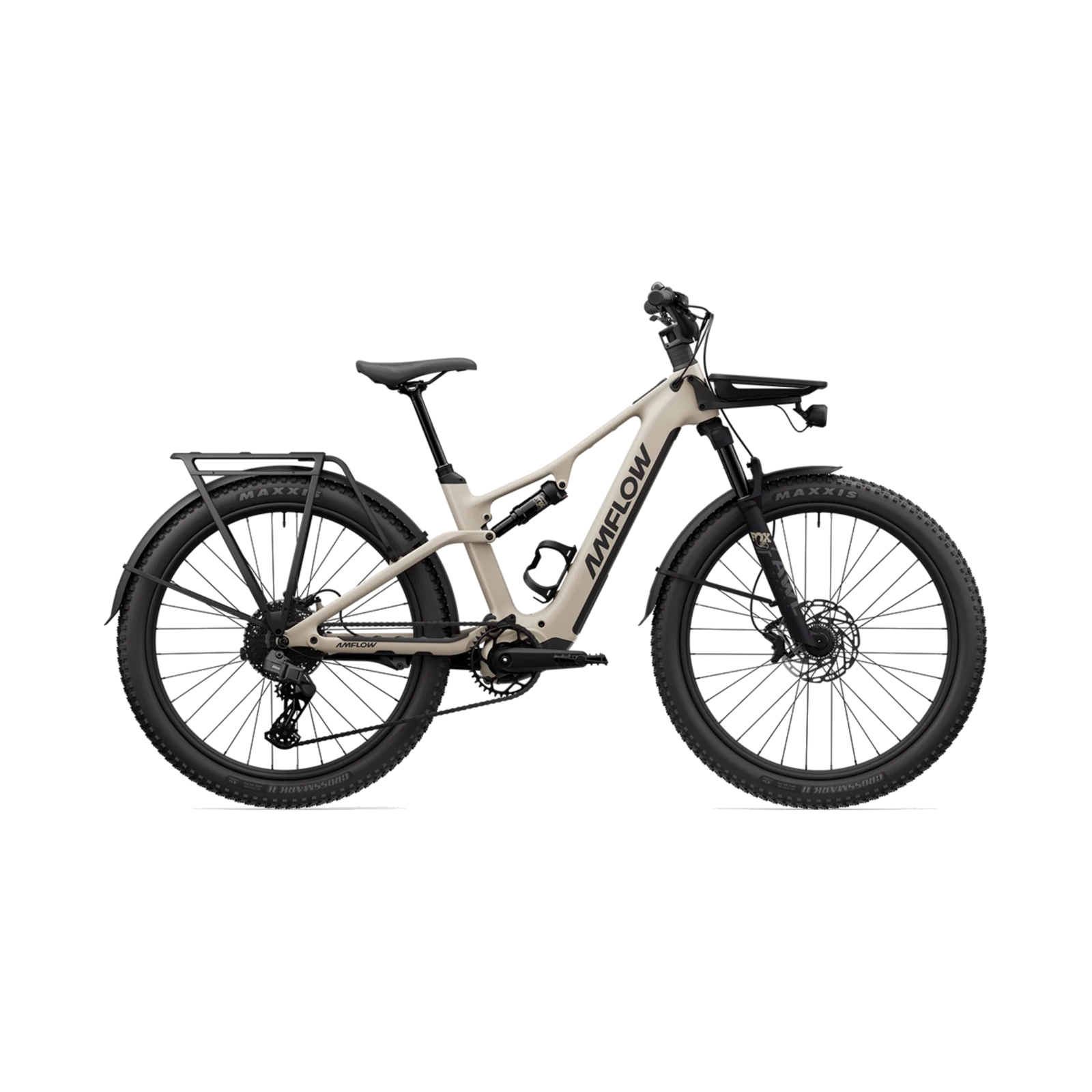 AMFLOW TL Carbon drive-side view with rack and fenders